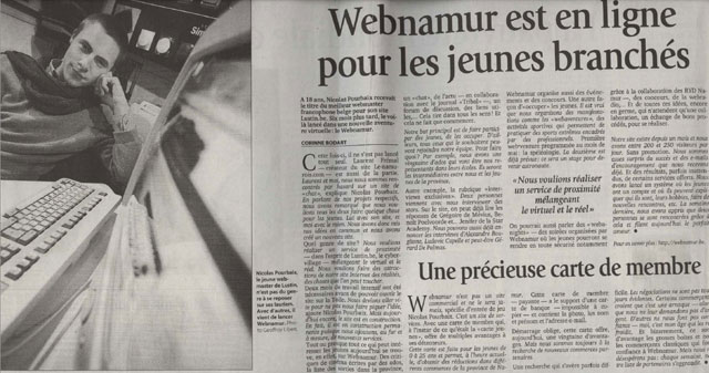 Webnamur, nouveau site Internet en 2002