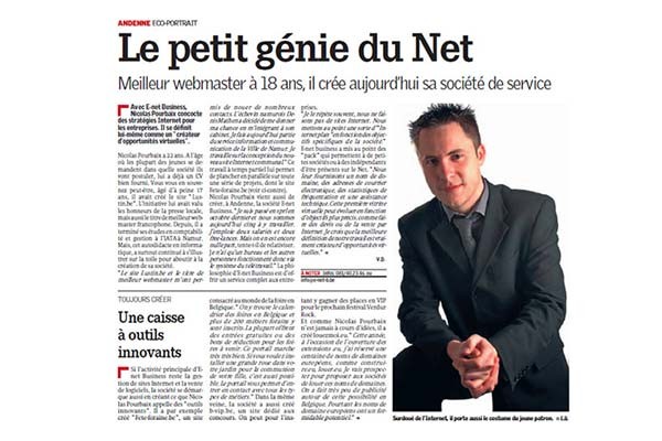 Le petit génie du Net: Nicolas Pourbaix, selon Sud Presse