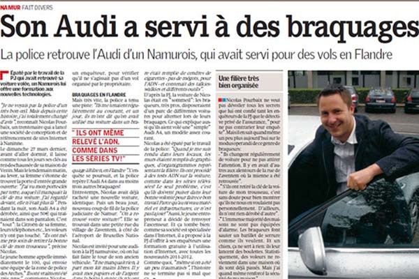 Nicolas Pourbaix offre une formation à la Police de Namur suite au vol de sa voiture